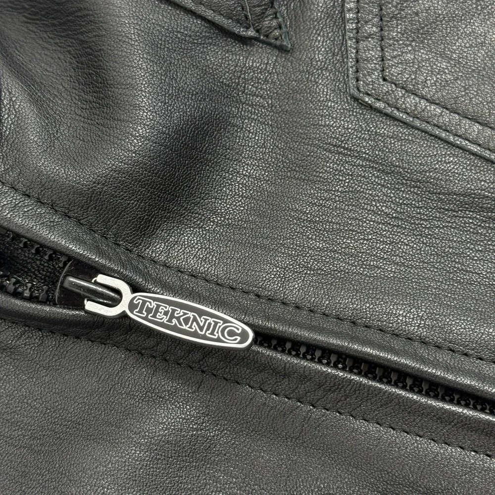 Teknic Black Padded‎ Leather Motorcycle Motocross Racing Jacket Size 42/52